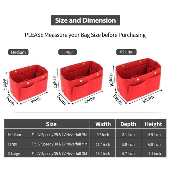 Purse Organizer Insert with zipper compatible with Louis Vuitton MM and GM - Picture 3 of 13